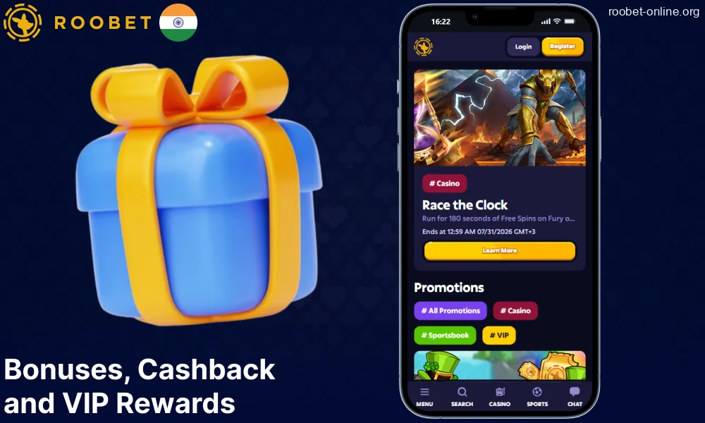 Roobet casino bonuses and promotions available for players from India
