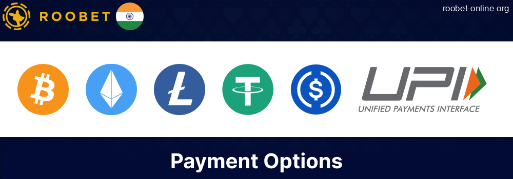 Roobet casino payment options available for players from India