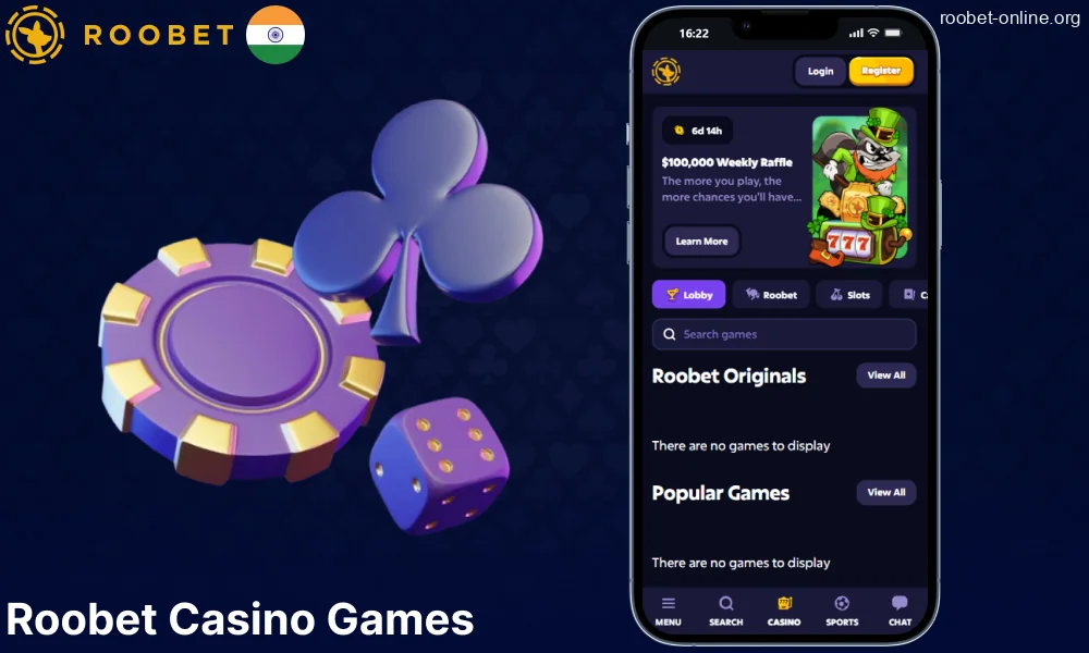 Casino games available on Roobet casino for players from India
