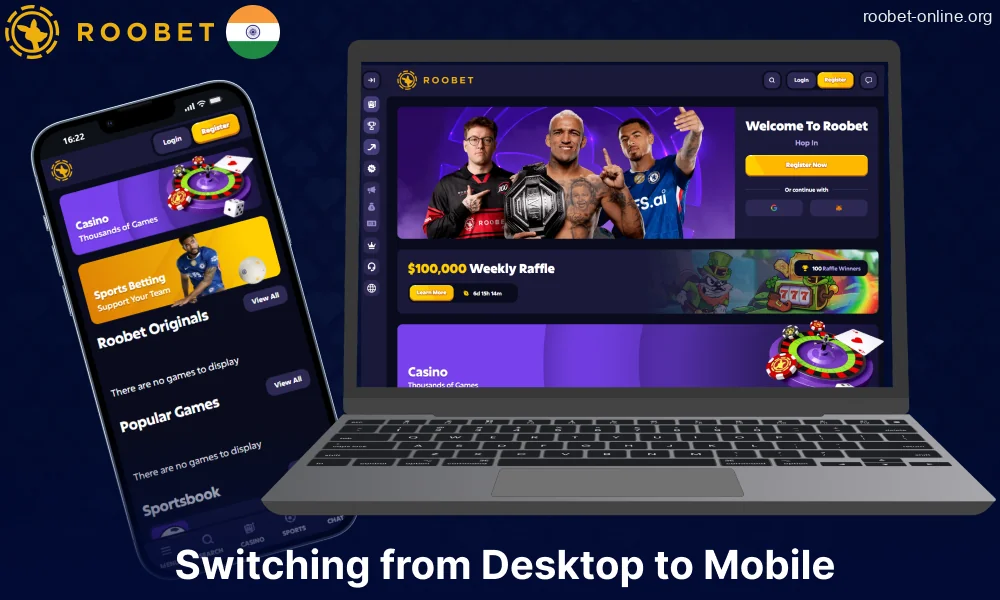 Comparison of Roobet mobile and PC version